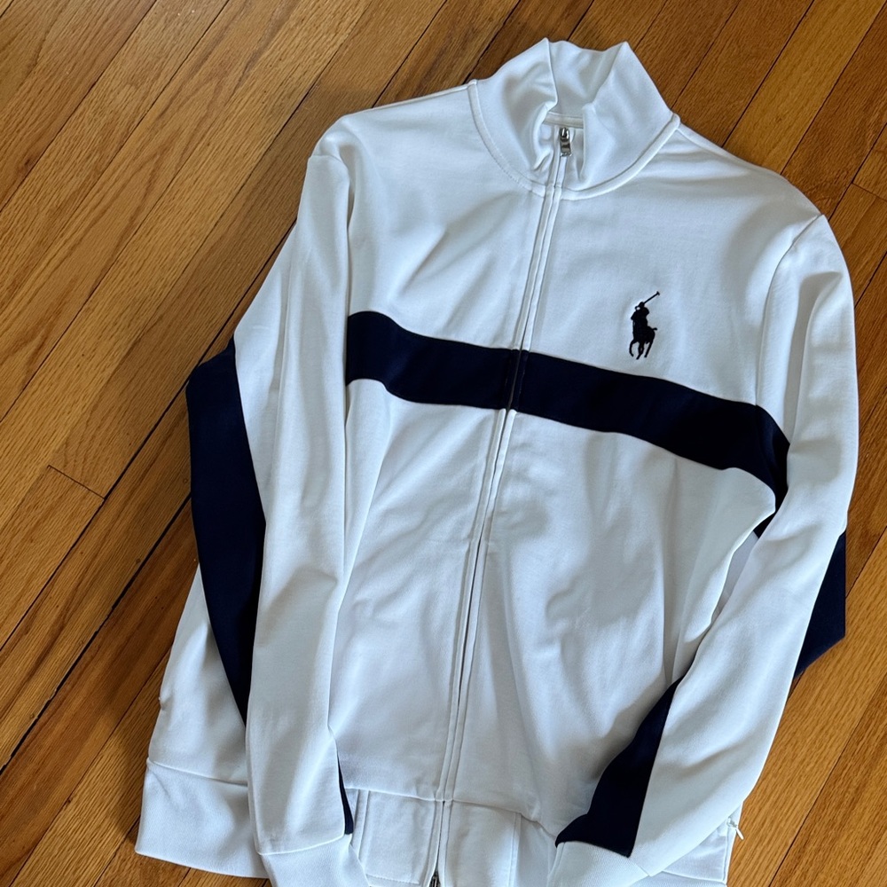 Ralph Lauren White and Navy Zip Track Jacket